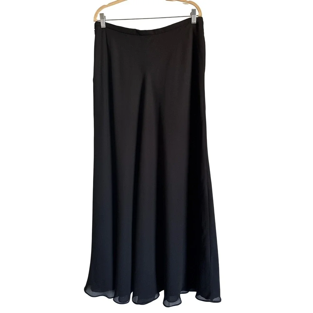 Adrianna Papell‎ Evening Essentials Black Chiffon Maxi Skirt 16 Formal Elegant